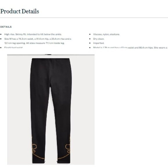 Like New, Polo Ralph Lauren Bullion Trim Legging Pants - Picture 15 of 16